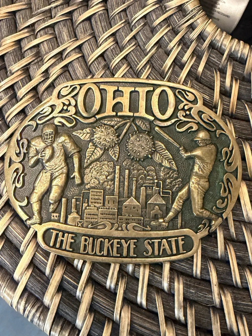 Ohio Belt Buckle Buckeye Vintage Solid Brass ADM
